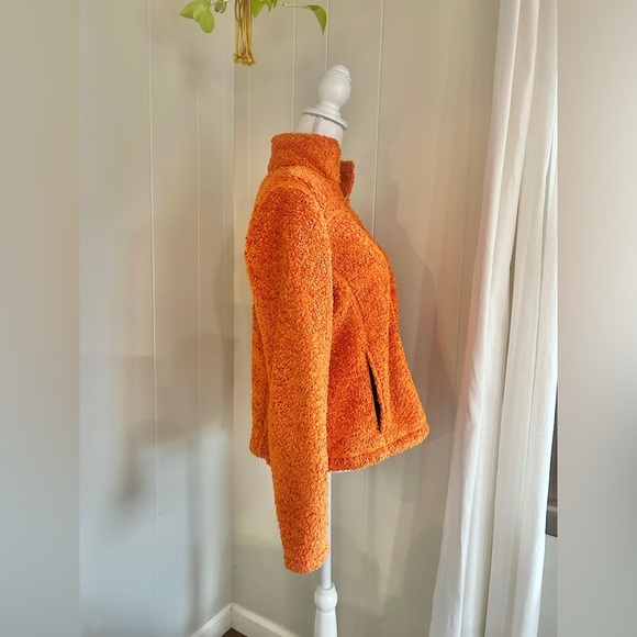L.L. Bean Orange Polartec Curly Fleece Sherpa Zip Up Jacket - Picture 3 of 8